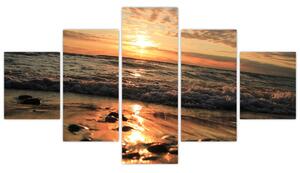 Obraz - Západ slunce do oceánu (125x70 cm)