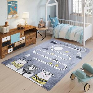 Chemex Dětský koberec Emma Kids - cestička a medvídci - šedý Rozměr koberce: 80x150 cm