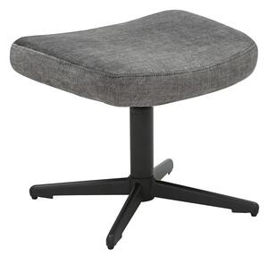 Moderní designová otočná podnožka Krespa s šedým sametovým potahem a černou kovovou nohou 45 cm
