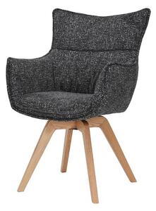 Designová moderní jídelní židle Krespa s otočným sedátkem s opěrkami a potahem v antracitovém šedém provedení 58 cm