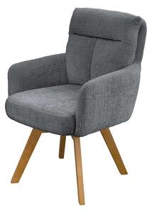 Moderní designová šedá jídelní židle Dover s otočným sedátkem s opěrkami a žinylkovým potahem s hnědýma nohama 61 cm