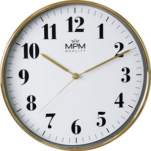 MPM Lesklé zlaté nástěnné kulaté hodiny MPM E01.3853 - Gloss II