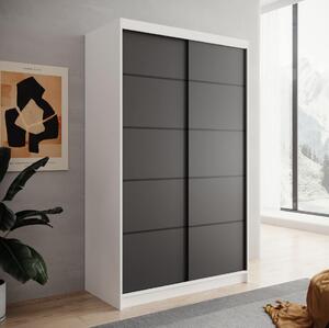 Šatní skříň s posuvnými dveřmi Lizi - 120 cm Barva: Bílá/Černá