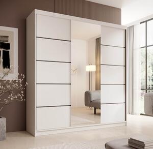 Šatní skříň s posuvnými dveřmi Sonic - 200 cm Barva: Bílá