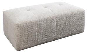Moderní bouclé dvoumístná obdélníková taburetka Queen v šampaňské béžové barvě s prošíváním 118 cm
