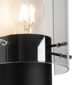 Moderní nástěnná lampa černá s kouřovým sklem - Vidra