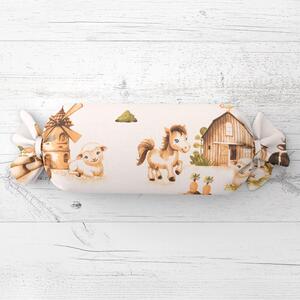 Biante Dětský polštář válec bonbon Sandra SA-779 U nás na statku 15x40 cm