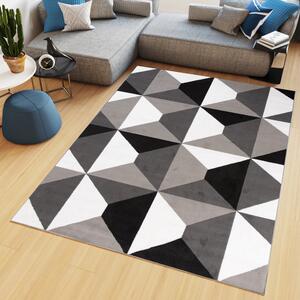 Chemex Kusový koberec Maya - geometrické tvary 6 - šedý/bílý Rozměr koberce: 80x150 cm