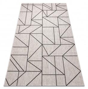 Koberec SIZAL FLOORLUX 20605 geometrický trojúhelník - stříbrný / černý