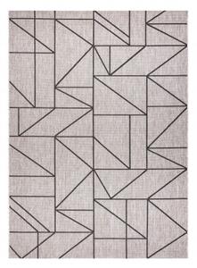 Koberec SIZAL FLOORLUX 20605 geometrický trojúhelník - stříbrný / černý