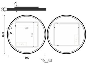 Nimco Černé kulaté LED zrcadlo 28W, ø 80 cm