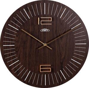 Dřevěné designové hodiny tmavě hnědé Nástěnné hodiny PRIM Wood Thin II