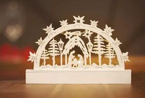 EMOS LED vánoční betlém dřevěný, 14 cm, 3x AA, vnitřní, teplá bílá, časovač