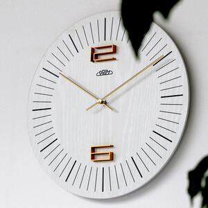 Dřevěné designové hodiny bílé Nástěnné hodiny PRIM Wood Thin I