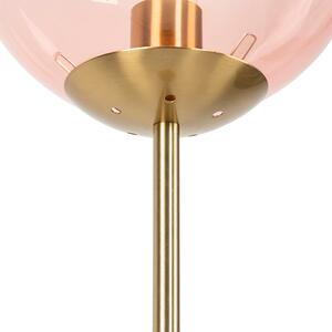 Art Deco mosazná stojací lampa s růžovým sklem - Pallon Mezzi