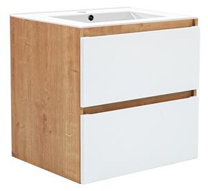 Comad Závěsná skříňka Monako Lava se zápustným umyvadlem 60 cm dub hamilton/bílá