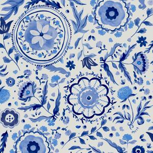 Modro-bílá květinová vliesová tapeta na zeď, 120881, Joules, Graham&Brown