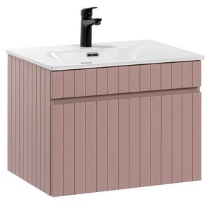 Comad Závěsná skříňka Iconic Sky se zápustným umyvadlem 60 cm růžová/bílá
