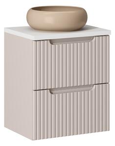 Comad Závěsná skříňka Nova Cashmere Wiki II s deskou a umyvadlem 50 cm kašmírová/bílá