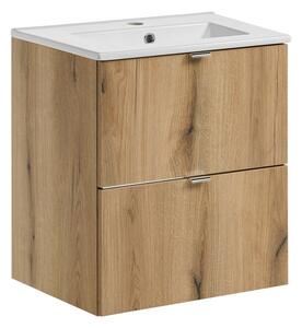 Comad Závěsná skříňka Nova Oak Dance I se zápustným umyvadlem 50 cm dub evoke/bílá