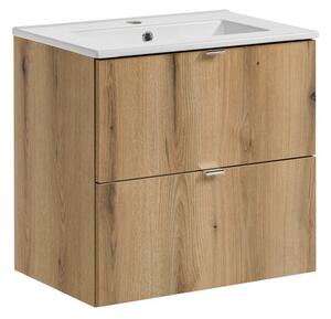 Comad Závěsná skříňka Nova Oak Dance I se zápustným umyvadlem 60 cm dub coast evoke