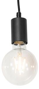 Venkovská závěsná lampa černá s dřevěným světlem 5 - Dami