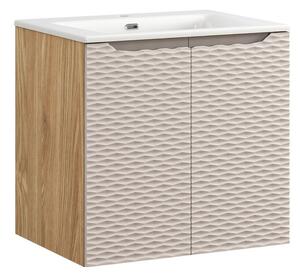 Comad Závěsná skříňka Ocean Sky II se zápustným umyvadlem 60 cm béžová/dub olejovaný