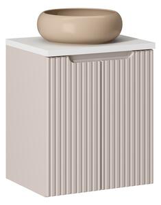 Comad Závěsná skříňka Nova Cashmere Wiki I s deskou a umyvadlem 50 cm kašmírová/bílá
