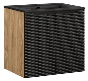 Comad Závěsná skříňka Ocean Sky II se zápustným umyvadlem 60 cm černá/dub olejovaný