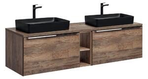 Comad Závěsná skříňka pod umyvadlo SantaFe Slim s deskou a umyvadly 180 cm dub santa fe vintage