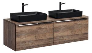 Comad Závěsná skříňka SantaFe Slim s deskou a umyvadly 160 cm dub santa fe vintage