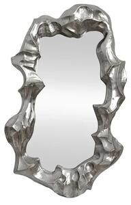 Designové art deco nástěnné zrcadlo Inger s atypickým trojrozměrným rámem ve stříbrné barvě 150 cm