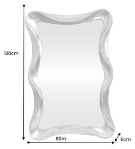 Stylové glamour stříbrné nástěnné zrcadlo Yraj se zvlněným rámem 120 cm
