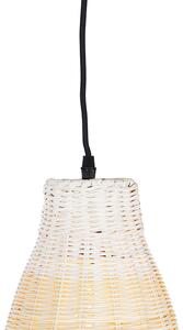 Venkovská závěsná lampa bílá se dřevem 20 cm - Burn Rattan