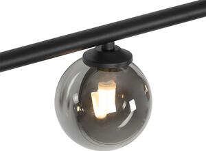Moderní závěsná lampa černá 100 cm 5-světlo s kouřovým sklem - Atény