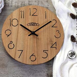 Dřevěné designové hodiny hnědé PRIM Natural