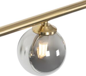Moderní závěsná lampa zlatá 100 cm 5-světlo s kouřovým sklem - Atény