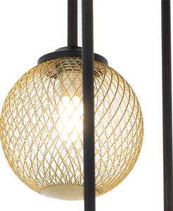 Stropní svítidlo ve stylu Art Deco černé se 9 světly ze zlata - Athens Wire