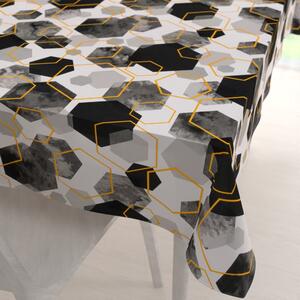 Biante Bavlněný obdélníkový ubrus Sandra SA-482 Šedo-černé mramorové hexagony 50x100 cm
