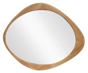 Moderní oválné nástěnné designové zrcadlo Auri s rámem organického tvaru ve světle hnědé dubové barvě 89 cm