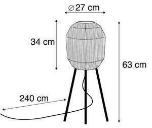 Orientální stolní lampa černá s lanem - Riki