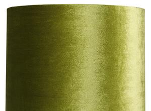 Designová stojací lampa černý sametový odstín zelený se zlatem - Rich