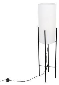 Designová stojací lampa černé lněné odstín bílé - Rich