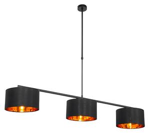 Moderní závěsná lampa černá se zlatou 125 cm 3-světelná - VT 3