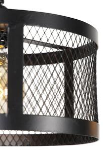 Průmyslová závěsná lampa černá s lanem 2-světlo - Cage Robusto