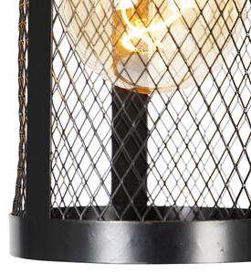 Průmyslová závěsná lampa černá se 4 světly ze dřeva - Cage Robusto