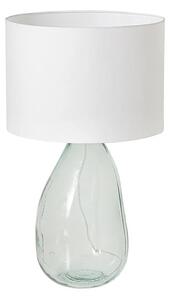 Designová moderní stolní lampa Glassy s průhlednou nohou ze skla s bílým textilním stínítkem 60 cm