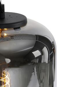Designová závěsná lampa černá s kouřovým sklem 2-světlo - Bliss