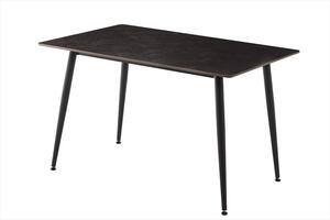 Industriální obdélníkový černý jídelní stůl Ceramia Gris s keramickou deskou s šedým mramorováním a kovovými nohami 120 cm