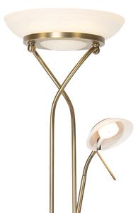 Stojací lampa bronzová včetně LED a stmívače s lampou na čtení - Empoli